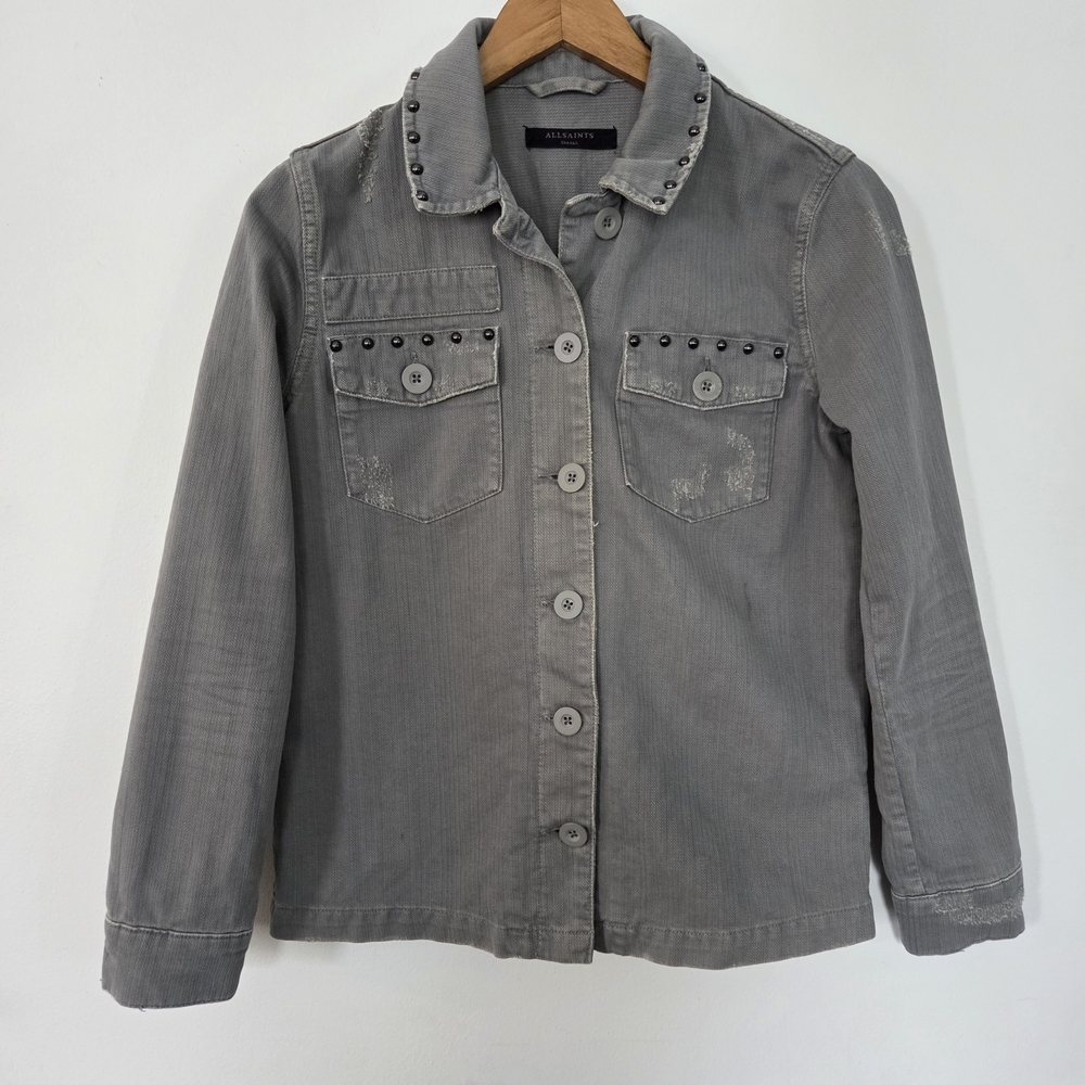 All Saints Studded Button Down Jacket